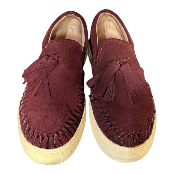 J/Slides NYC Suede Tassel Platform Slip-On Sneakers Women’s 7.5 – Burgundy - Picture 3 of 8